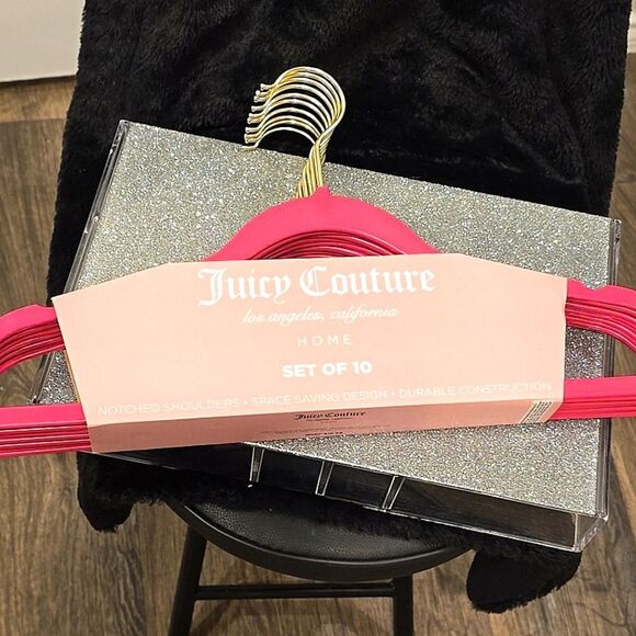 Juicy Couture Home Set of 10 Notched Shoulder Space Saving Hangers- Pink - Picture 5 of 5